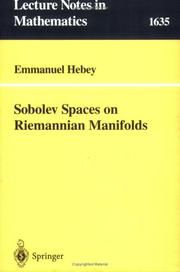 Cover of: Sobolev spaces on Riemannian manifolds