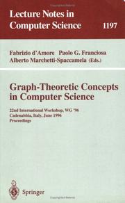 Cover of: Graph-Theoretic Concepts in Computer Science: 22nd International Workshop, WG '96, Cadenabbia, Italy, June 12-14, 1996, Proceedings (Lecture Notes in Computer Science)