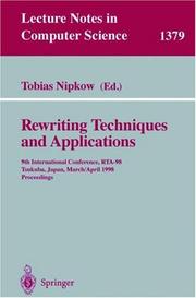 Cover of: Rewriting Techniques and Applications | Tobias Nipkow