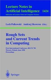 Cover of: Rough sets and current trends in computing by RSCTC '98 (1998 Warsaw, Poland)