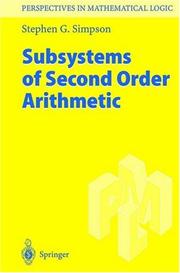 Cover of: Subsystems of second order arithmetic by Stephen G. Simpson