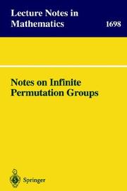 Cover of: Notes on infinite permutation groups