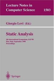 Cover of: Static analysis: 5th international symposium, SAS'98, Pisa, Italy, September 14-16, 1998 : proceedings