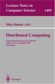 Cover of: Distributed computing: 12th international symposium, DISC '98, Andros, Greece, September 24-26, 1998 : proceedings