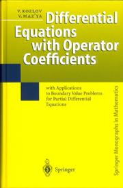 Cover of: Differential equations with operator coefficients: with applications to boundary value problems for partial differential equations