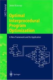 Cover of: Optimal interprocedural program optimization by Jens Knoop