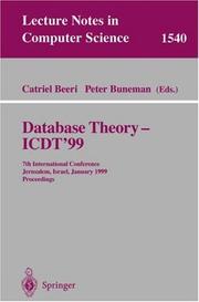 Cover of: Database Theory - ICDT'99 by 