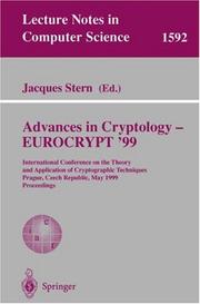 Cover of: Advances in Cryptology - EUROCRYPT '99 by Jacques Stern