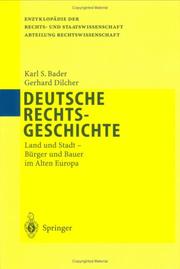 Cover of: Deutsche Rechtsgeschichte by Karl S. Bader