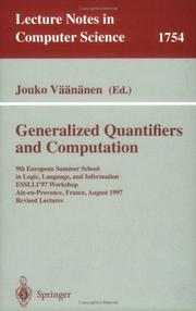 Cover of: Generalized Quantifiers and Computation by Jouko Väänänen