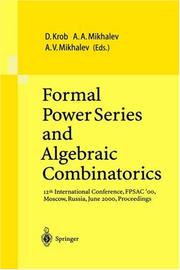 Cover of: Formal Power Series and Algebraic Combinatorics: 12th International Conference, FPSAC '00, Moscow, Russia, June 2000, Proceedings (Formal Power Series)