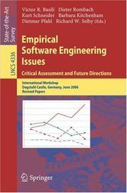 Cover of: Empirical Software Engineering Issues. Critical Assessment and Future Directions by 