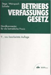 Betriebsverfassungsgesetz by Dieter Stege