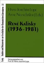 Cover of: René Kalisky (1936-1981) by Hans-Joachim Lope, Anne Neuschäfer (eds.).