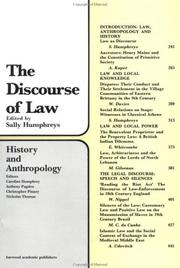 Cover of: Discourse of Law (History and Anthropology Vol 1, Part 2)