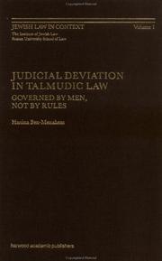 Cover of: Judicial deviation in Talmudic law: governed by men, not by rules