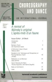 Cover of: A Revival of Nijinsky's Original l'Apres-Midi d'un Faune: A special issue of the journal Choreography and Dance