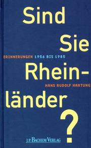 Cover of: Sind Sie Rheinländer?: Erinnerungen 1956 bis 1985