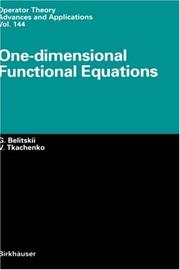 Cover of: One-dimensional Functional Equations (Operator Theory: Advances and Applications)