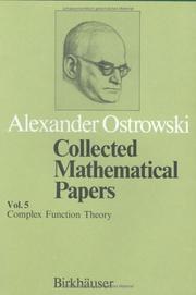 Cover of: Collected Mathematical Papers Vol. 5: XIII. Complex Function Theory