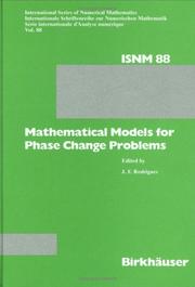 Cover of: Mathematical models for phase change problems: proceedings of the European workshop held at Obidos, Portugal, October 1-3, 1988