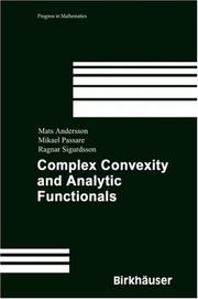 Cover of: Complex Convexity and Analytic Functionals (Progress in Mathematics)