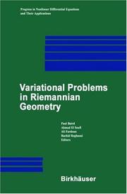 Cover of: Variational Problems in Riemannian Geometry | 