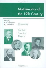 Cover of: Mathematics of the 19th century by edited by A.N. Kolmogorov, A.P. Yushkevich ; translated from the Russian by Roger Cooke.