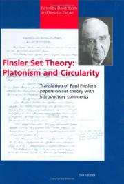 Cover of: Finsler Set Theory: Platonism and Circularity: Translation of Paul Finsler's papers on set theory with introductory comments
