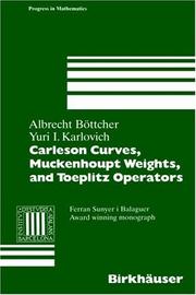 Cover of: Carleson curves, Muckenhoupt weights, and Toeplitz operators