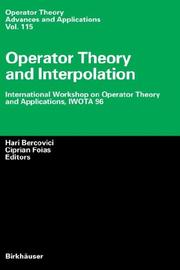 Cover of: Operator Theory and Interpolation (Operator Theory: Advances and Applications)