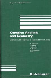 Cover of: Complex Analysis and Geometry: International Conference in Honor of Pierre Lelong (Progress in Mathematics)