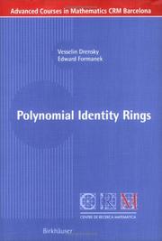 Cover of: Polynomial Identity Rings (Advanced Courses in Mathematics - CRM Barcelona)