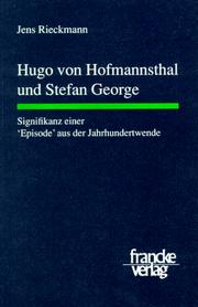 Cover of: Hugo von Hofmannsthal und Stefan George by Jens Rieckmann