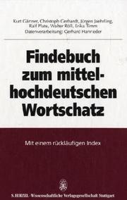 Cover of: Findebuch zum mittelhochdeutschen Wortschatz: mit einem rückläufigen Index