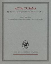 Cover of: Acta Cusana: Quellen zur Lebensgeschichte d. Nikolaus von Kues