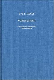 Cover of: Vorlesungen über die Philosophie der Religion by Georg Wilhelm Friedrich Hegel