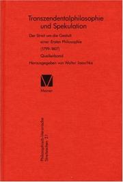 Cover of: Transzendentalphilosophie und Spekulation by herausgegeben von Walter Jaeschke.