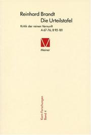 Cover of: Die Urteilstafel: Kritik der reinen Vernunft, A 67-76, B 92-201