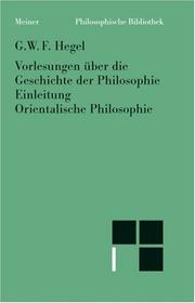 Cover of: Vorlesungen über die Geschichte der Philosophie by Georg Wilhelm Friedrich Hegel