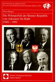 Cover of: Die Polenpolitik der Bonner Republik von Adenauer bis Kohl, 1949-1991 by Dieter Bingen