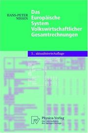 Cover of: Das Europäische System Volkswirtschaftlicher Gesamtrechnungen (Physica-Lehrbuch) by Hans-Peter Nissen