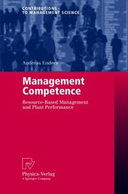 Cover of: Management Competence: Resource-Based Management and Plant Performance (Contributions to Management Science)