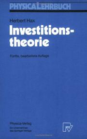 Cover of: Investitionstheorie (Physica-Lehrbuch)