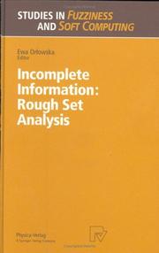 Cover of: Incomplete information by Ewa Orłowska, (ed.).