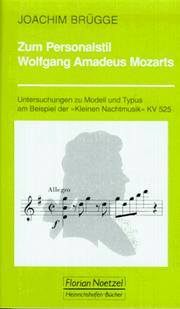 Cover of: Zum Personalstil Wolfgang Amadeus Mozarts by Joachim Brügge