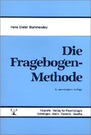 Cover of: Die Fragebogen-Methode by Hans Dieter Mummendey