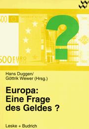 Cover of: Europa, eine Frage des Geldes?