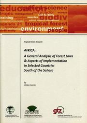 Cover of: Africa: a general analysis of forest laws & aspects of implementation in selected countries south of the Sahara
