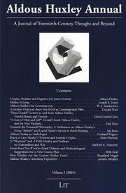 Cover of: Aldous Huxley Annual, Volume 1: TWENTIETH-CENTURY THOUGHT AND BEYOND (Twentieth-Century Thought and Beyond)